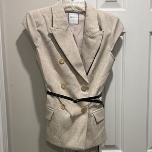 MOTF Women's Light Tan Double-Breasted Blazer Vest